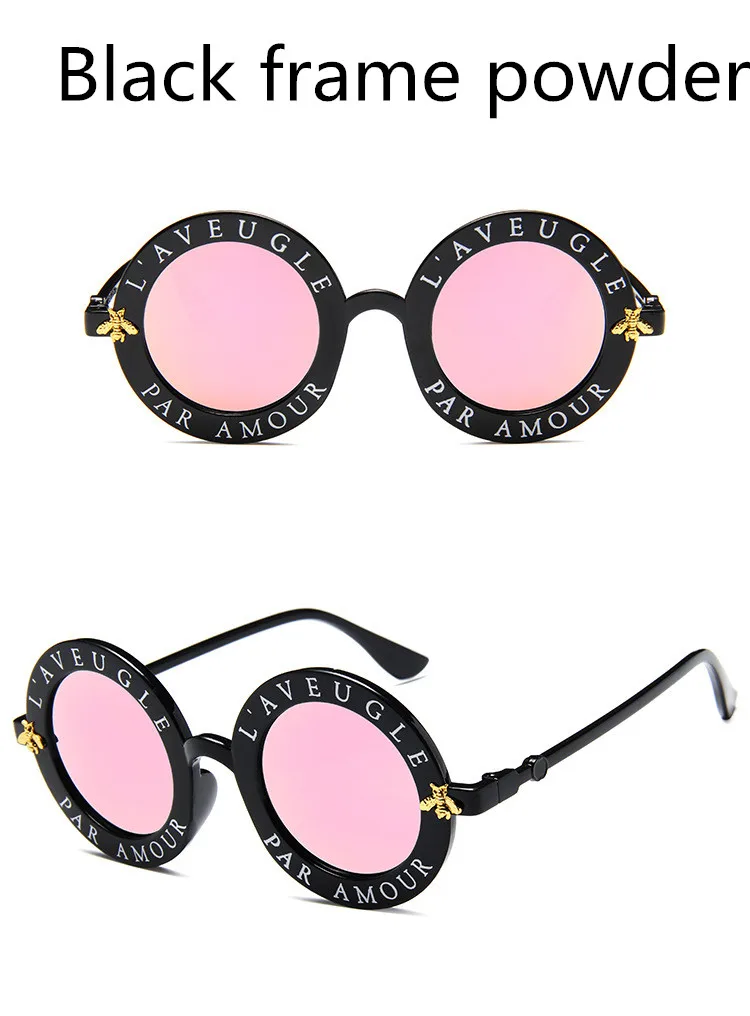 ASUOP 2018 New Retro Round Lady Sunglasses English Letter Bees Men Luxury Brand Cat Eye Glasses UV400 Color Travel Travel Goggle (2)