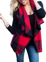 Autumn Office Ladies Vest Sleeveless Turn Down Neck Open Front Jacket Check Plaid Cardigan Casual Women Long Waistcoat zip front check plaid shorts