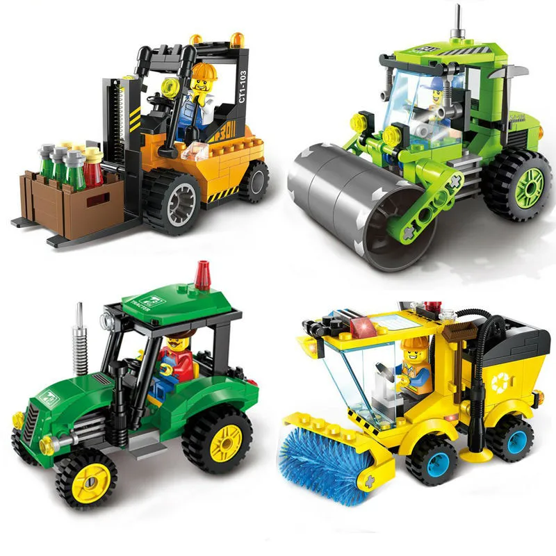 

1pcs City Series Forklift Sweeper Car Truck Construction mini Educational Building Blocks Toys Compatible With LegoINGly technic