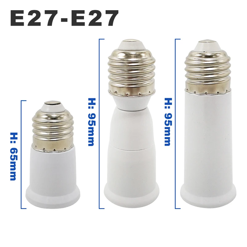 E27 To E27 Lamp Base Extender 65mm 95mm 197mm Lamp Holder Converter E27-E27 Flame Retardant Lamp Socket Adapter For Light Bulb