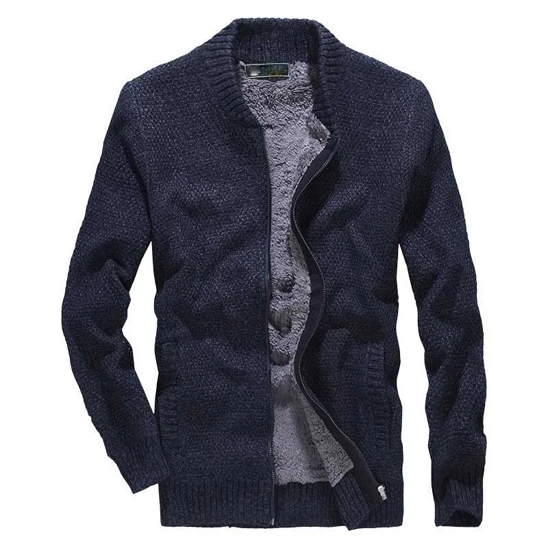 Warm Fleece Lining Fall Winter Sweater Mens Cardigan