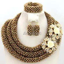 Модные нигерийские Свадебные бусы Кристалл ожерелье набор украшений для костюма Африканский набор ювелирных украшений для невесты ювелирные изделия AMJ367