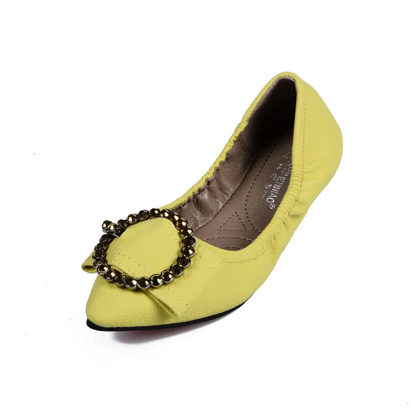 

2019 summer new style simple and simple solid color pointed flat shoes women comfortable wild rhinestone decorative casual shoes