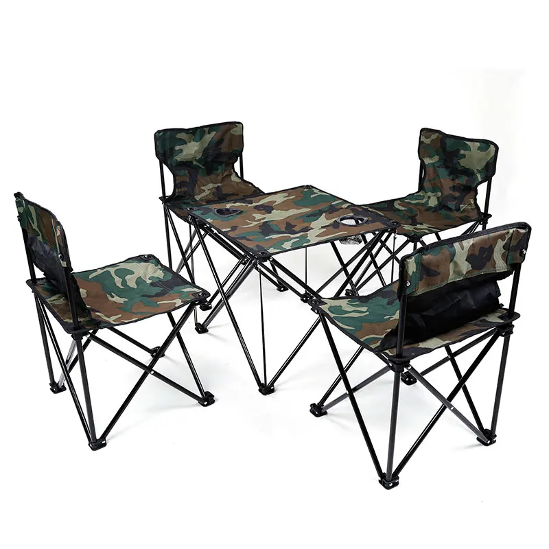 

Portable Outdoor Camping Picnic Fishing Foldable Folding Table and Chair Set Camouflage Fishing Chair 1 Table And 4 Chairs