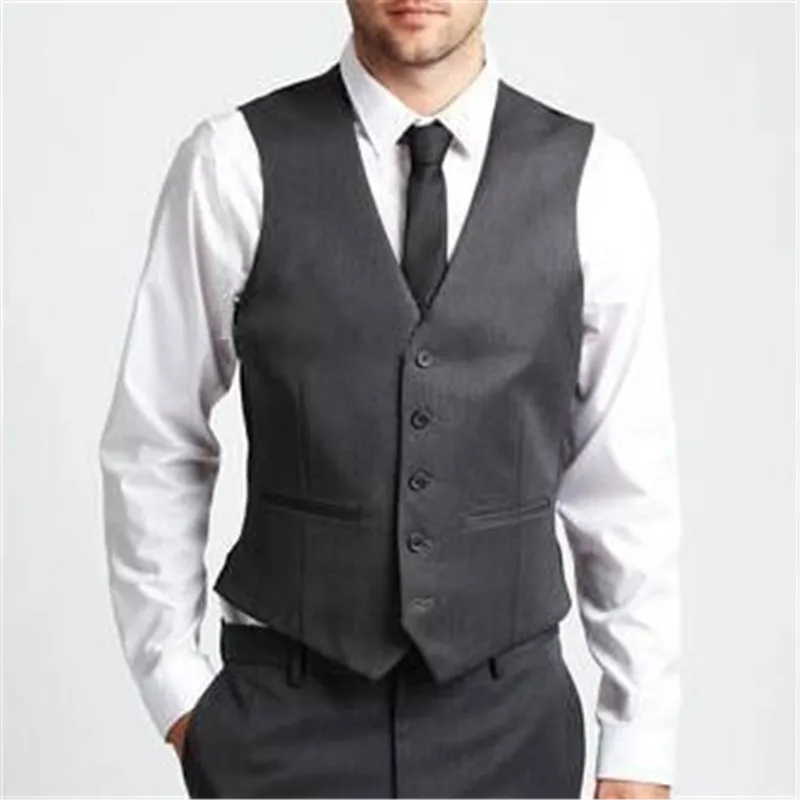 New Style Charcoal Gray Custom Made Waistcoat Best Man Vest Slim Fit ...