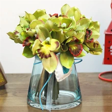 7 цветочных головок/шт многоцветные искусственные декоративные орхидеи, шелковые цветы цимбидия для украшения дома, вечерние