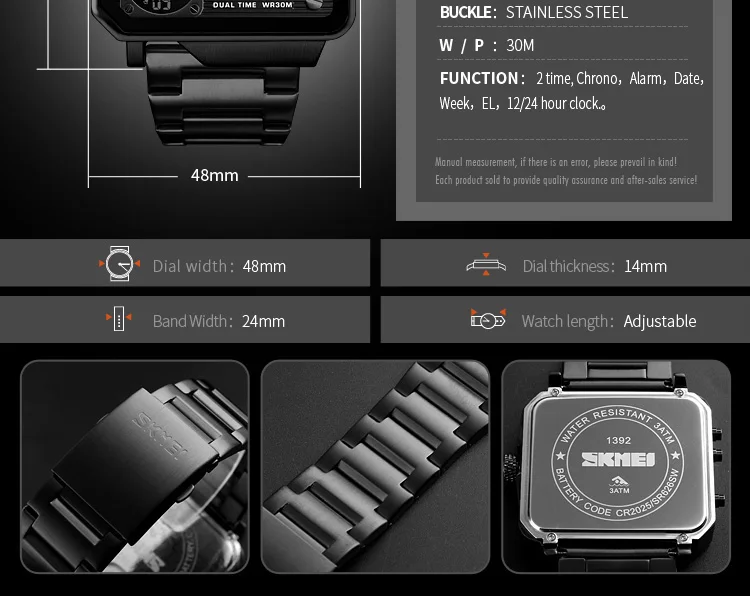 Роскошные мужские часы SKMEI брендовые Цифровые кварцевые часы мужские повседневные часы с большим циферблатом Водонепроницаемые Военные Спортивные часы Chrono наручные часы