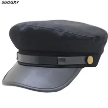 Унисекс Женские полями красные и черные серые армейские кепки осень зима шерсть ПУ кожа лоскутное кепка газетчика с поясом женские Gorras