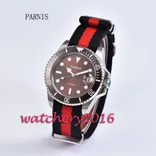 New 40mm Parnis brown dial ceramic bezel luminous marks sapphire glass date adjust miyota Automatic business Men’s Watch