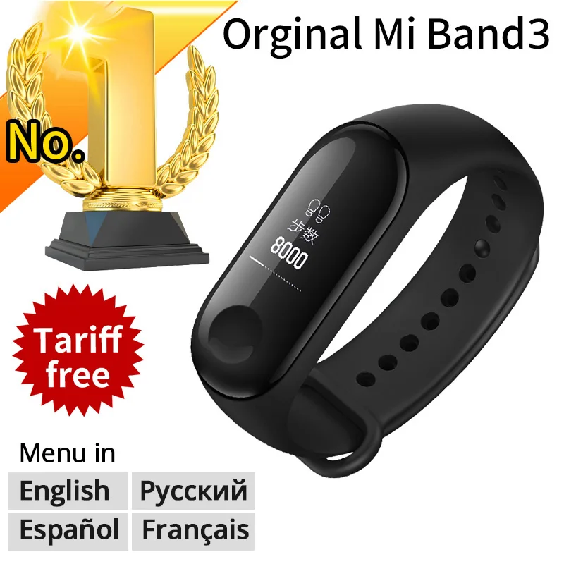 New Original Xiaomi Mi Band 3 Smart Bracelet Black 0.78 inch OLED Miband 3 Wristband Band3 Instant Message Call Fitness Tracker