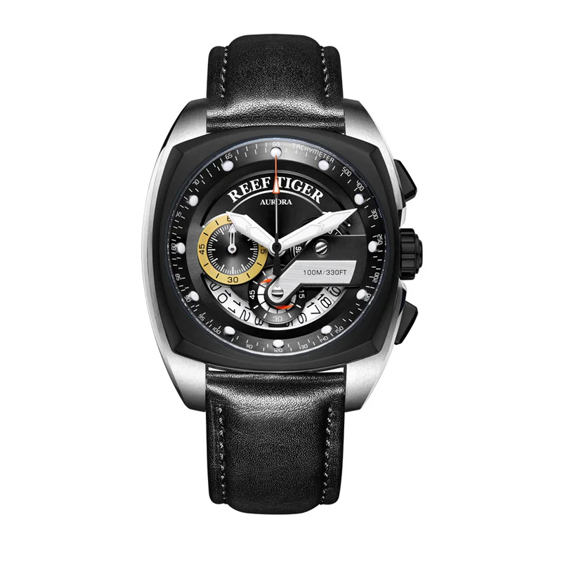 Reef Tiger/RT новые модные спортивные часы, мужские кварцевые часы с хронографом, военные часы, водонепроницаемые, relogio masculino RGA3363 - Цвет: RGA3363-TBB