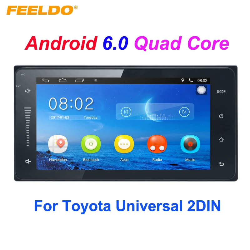 

FEELDO 2Din 7inch Android 6.0 Quad Core Car Media Player With GPS Navi Radio For Toyota RAV4 corolla Camry Land Cruiser #FD2813