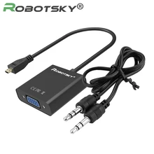 1080p микро HDMI к VGA кабель адаптер «Папа-мама» с 3,5 мм аудио разъем для xbox PS4 HDTV планшетный ПК ноутбук проектор