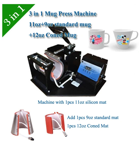 Digital Manual Combo Mug Heat Press Machines, 3 in 1 combo mug photo