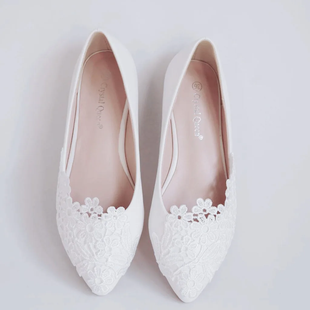 SAGACE/кружевные плоские туфли большого размера; мягкие белые свадебные женские туфли на плоской подошве; сезон весна-осень; женские тонкие туфли с острым носком