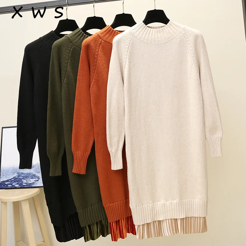 

2018 slim female autumn winter midi sweater dress women sexy bodycon dress long sleeve robe solid Basic knitted dress balck