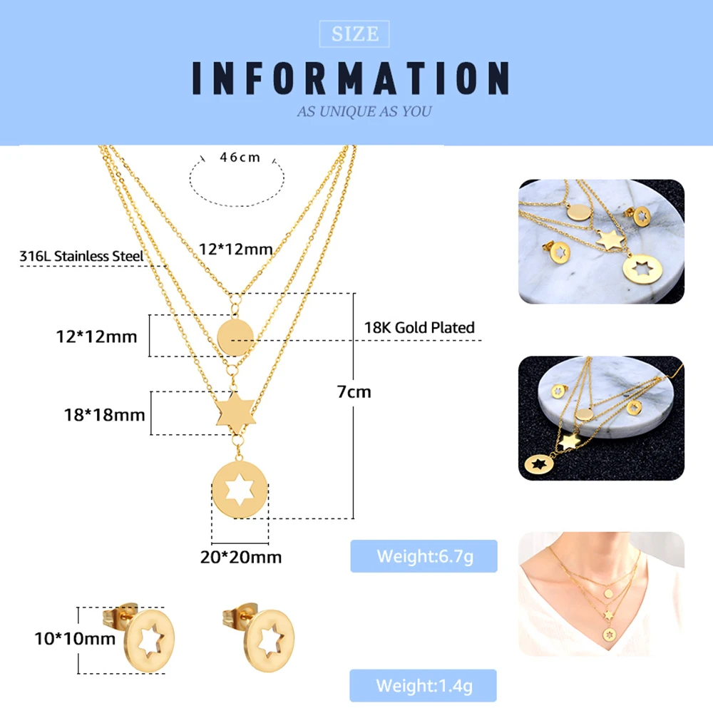 Женский комплект украшений FINE4U N013 316L набор из нержавеющей стали с трехслойной