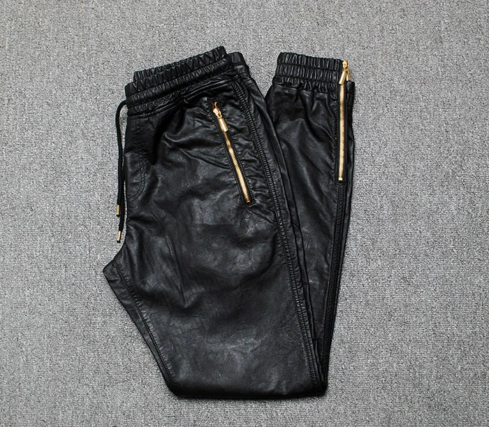 Европа west coast Мужские штаны для бега хип-хоп свободные кожаные штаны с боковой молнией модные мужские кожаные брюки танцевальные брюки для мужчин