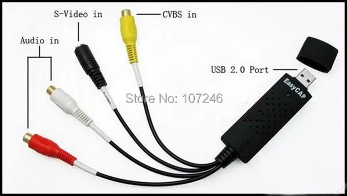 Купить EasyCAP usb 2.0 для s-видео + аудио + cvbs разъем pc ноутбук к ...