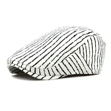 Весенне-летние кепки от солнца головные уборы для мужчин и женщин полосатые хлопковые береты мужские плоский Плющ кепки берет шляпа модная женская мужская берет