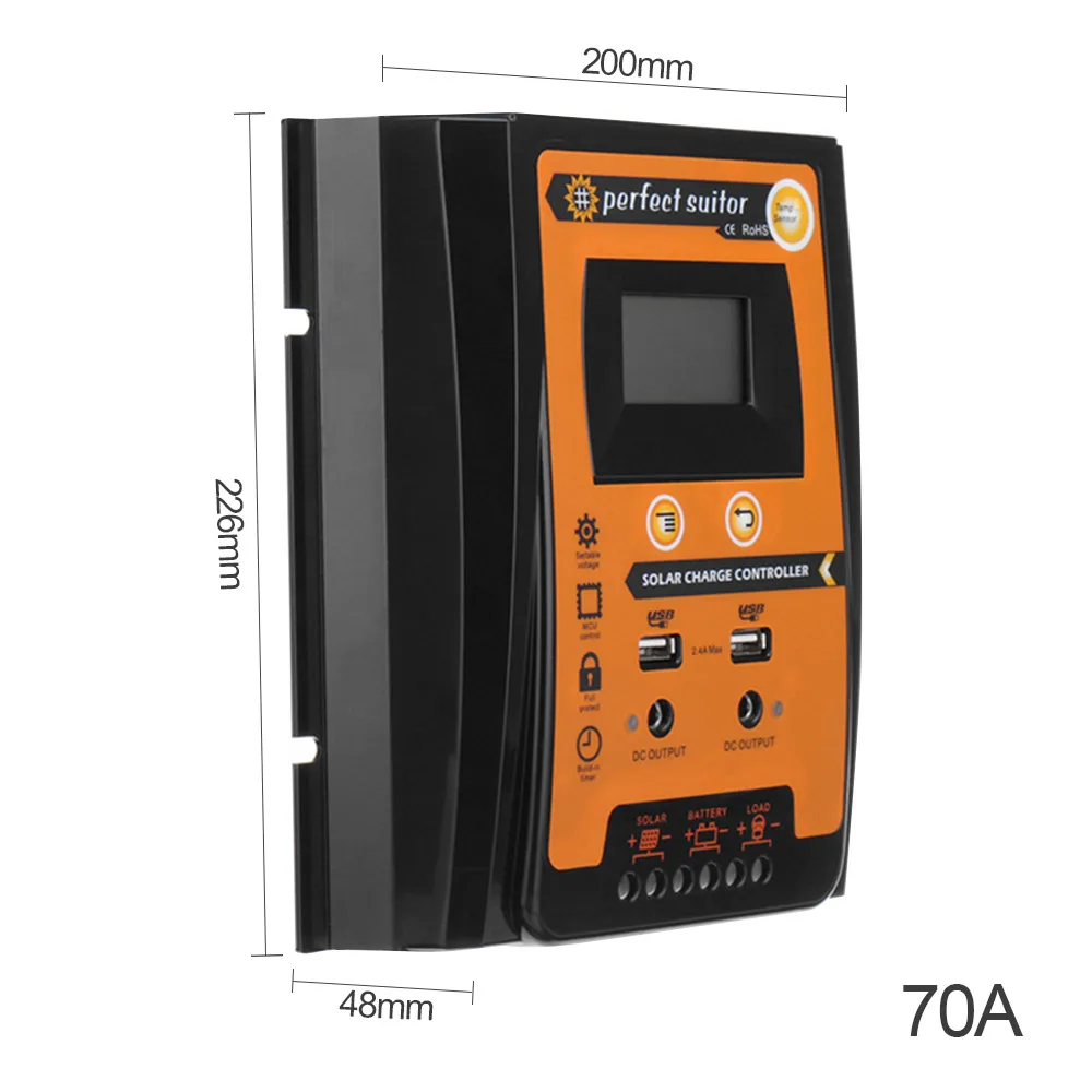 SUNYIMA 12 В 24 В 70A Soalr контроллер Заряда MPPT Солнечный контроллер солнечная панель регулятор батареи двойной USB ЖК-дисплей - Цвет: 70A