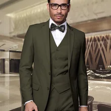 Последние Армейский зеленый жениха Смокинги для женихов Красивый Мужская Свадьба Пром Костюмы Бизнес человек Костюм Джентльмена костюмы(куртка+ Брюки для девочек+ жилет