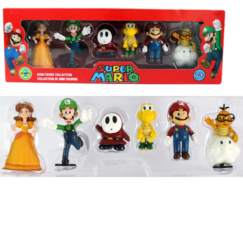 3-5cm Super Mario Bros Peach PrincessDaisy Toad Mario Luigi Yoshi Donkey Kong PVC Action Figure Toys Dolls 6pcs/set New in Box
