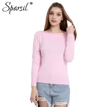 Sparsil Women Winter Cashmere Sweater Female Long Sleeve Knitted Sweaters Pullovers Female Slash Neck Tops High