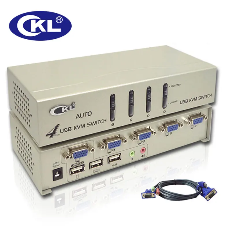 CKL 4 Port USB VGA KVM Switch Support Audio & Auto Scan