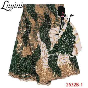 

Latest Velvet Lace Fabric with Stones/Sequins Nigerian Tulle Lace Material African Sequins Lace Fabric for Party Dress L2632B-1