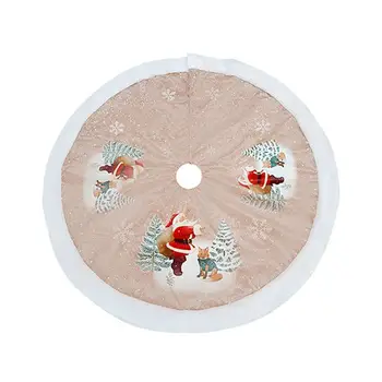 

1PC 98cm Christmas Tree Skirt Flannel Embroidery Covers Ornaments Decorations for Restaurant Hotel Cafe Home Office