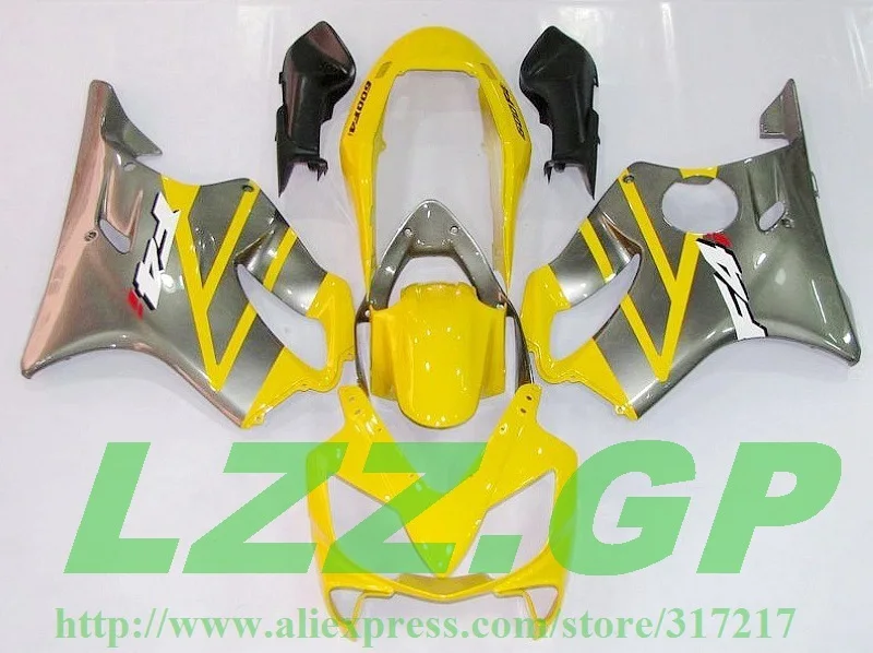 Впрыска желтый серебряный обтекатель части для Honda CBR600 F4i 01 02 03 2001 2002 2003 обтекатели