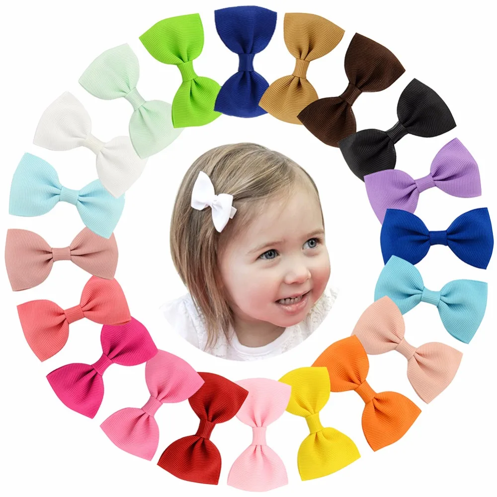 20Pcs/Lot Colorful Barrettes for Children Baby Girls Ribbon Hair Clip