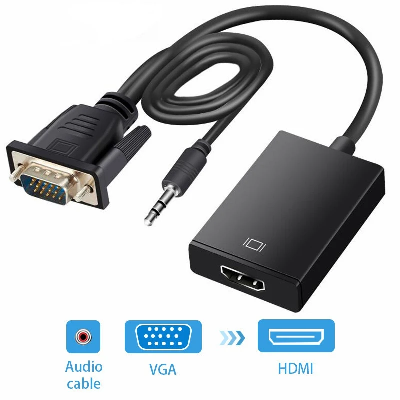 

Nuevo VGA macho a HDMI hembra convertidor Cable adaptador con salida de Audio 1080P VGA HDMI adaptador para ordenador portátil a HDTV proyector r10