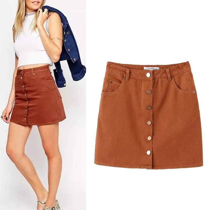 Brown Denim Skirt Redskirtz