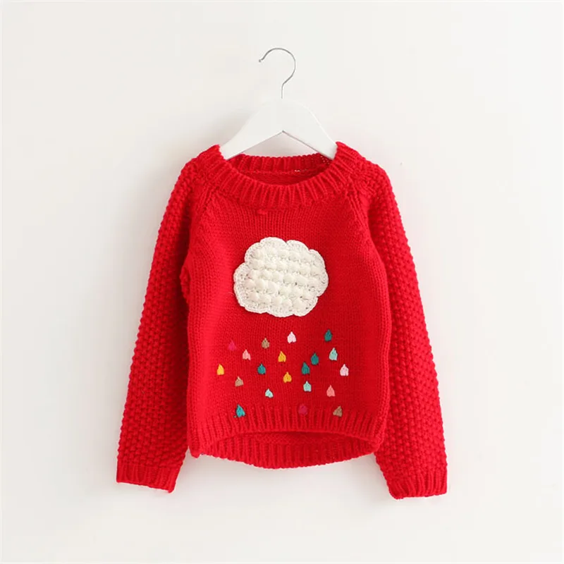 

2017 Baby Girls Knitting Sweater Spring Autumn Kids School Long Sleeve Casual Cartoon Cloud Pullover Top Girls Knitwear