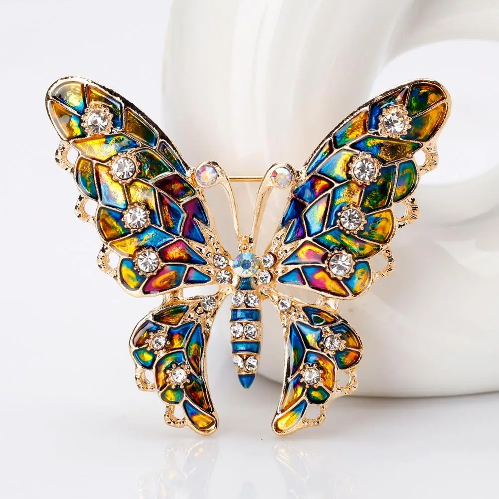 Butterfly Rhinestone Colorful Metal Lapel Brooch Pin Fashion Jewelry