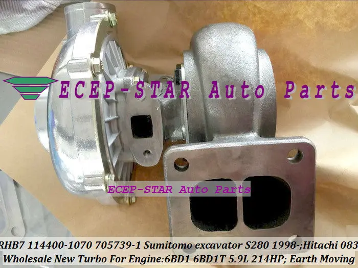 RHB7 114400-1070 705739-5001S Turbo Turbocharger For Sumitomo excavator S280 1998- Earth Moving 6BD1 6BD1T 5.9L 214HP (2)