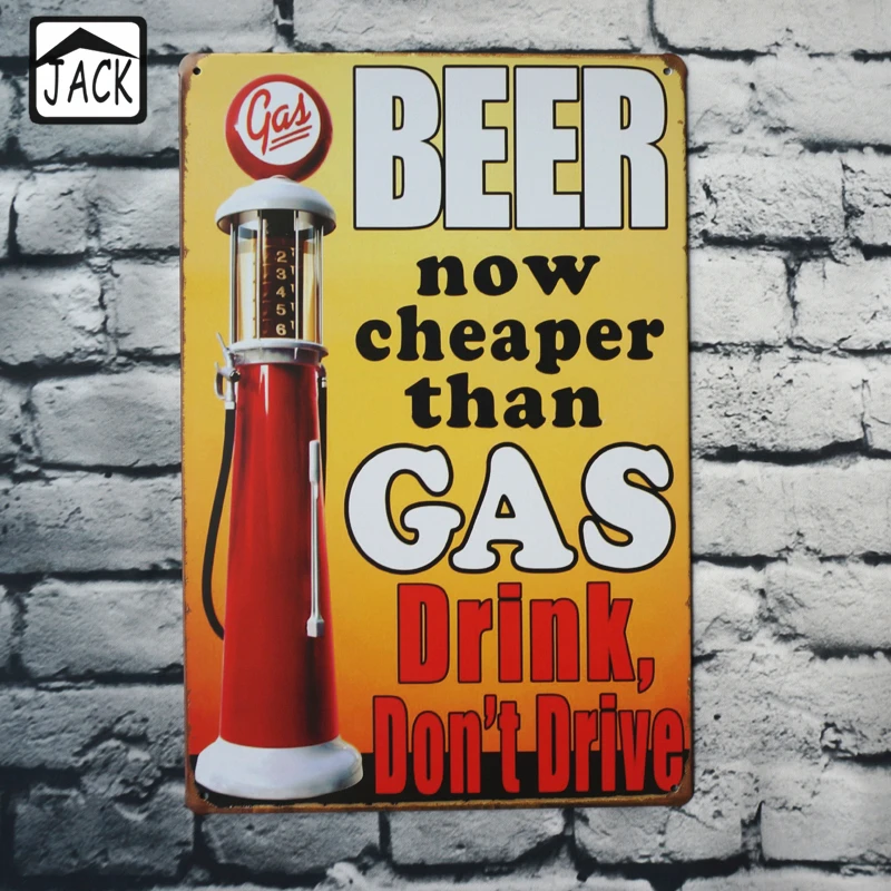 Beer now cheaper than Gas Painting item Tin Sign Bar pub home Wall