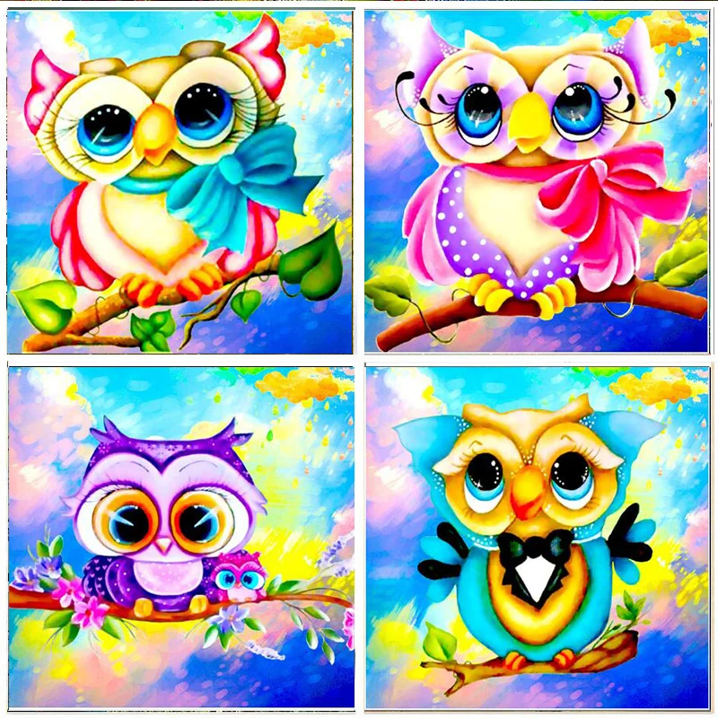 

5D DIY Diamond Painting Cartoon Owl Round Drill Embroidery 3D Animal Home Decoration Mosaic Crystal Cross Stitch Handmade Gifts