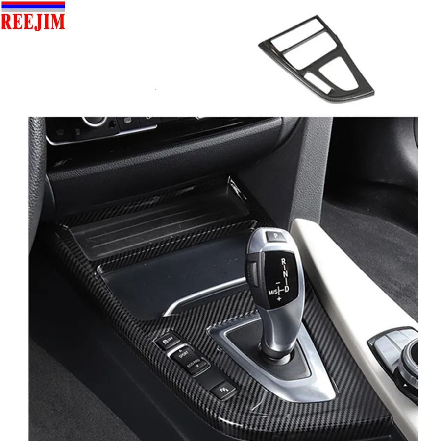 Reejim углеродного волокна отделка Шестерни крышка Стикеры центральная консоль для салона Накладка для BMW 3 серии 316i 318i 320i 328i F30 3GT F34 13-17 - Название цвета: Gear Cover