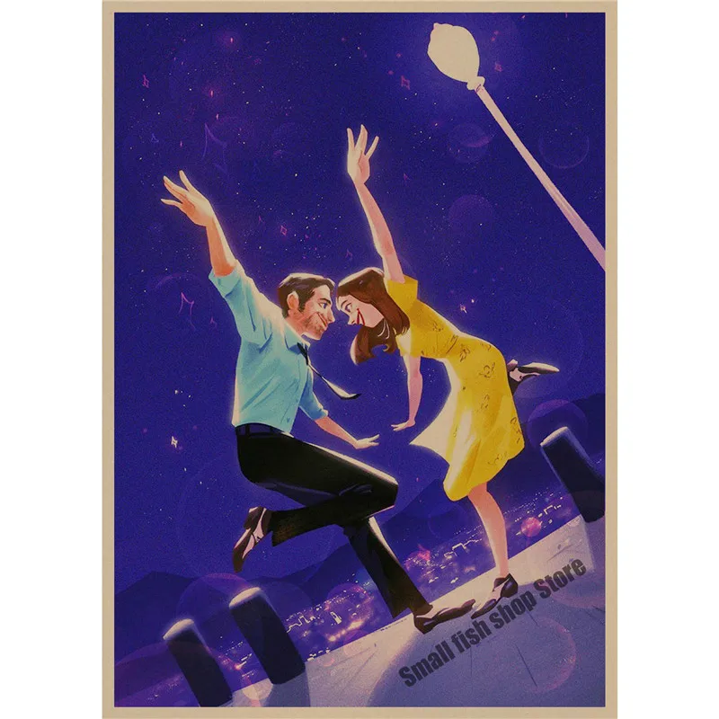 LA LAND Ретро плакат, крафт-бумага, бумага для бара, кафе, домашний декор, настенная роспись - Цвет: Розовый