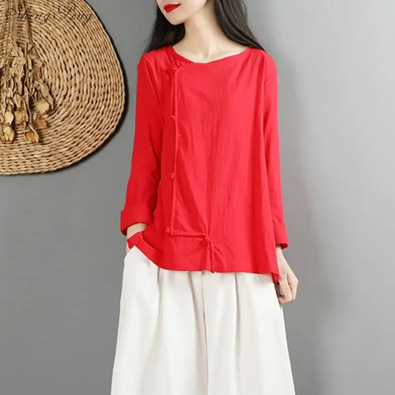 Традиционная китайская одежда для женщин, топы и блузки, рубашка, восточный женский Топ cheongsam, китайская одежда V1471 - Цвет: 3