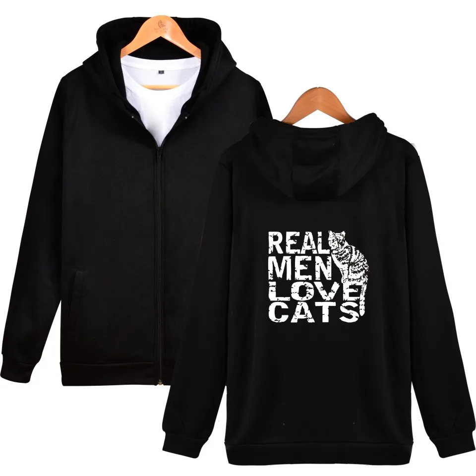 Real men love cats hoodies and sweatshirts zipper pockets baseball