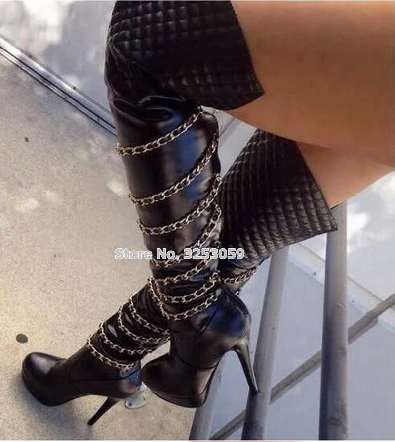 black platform over the knee boots