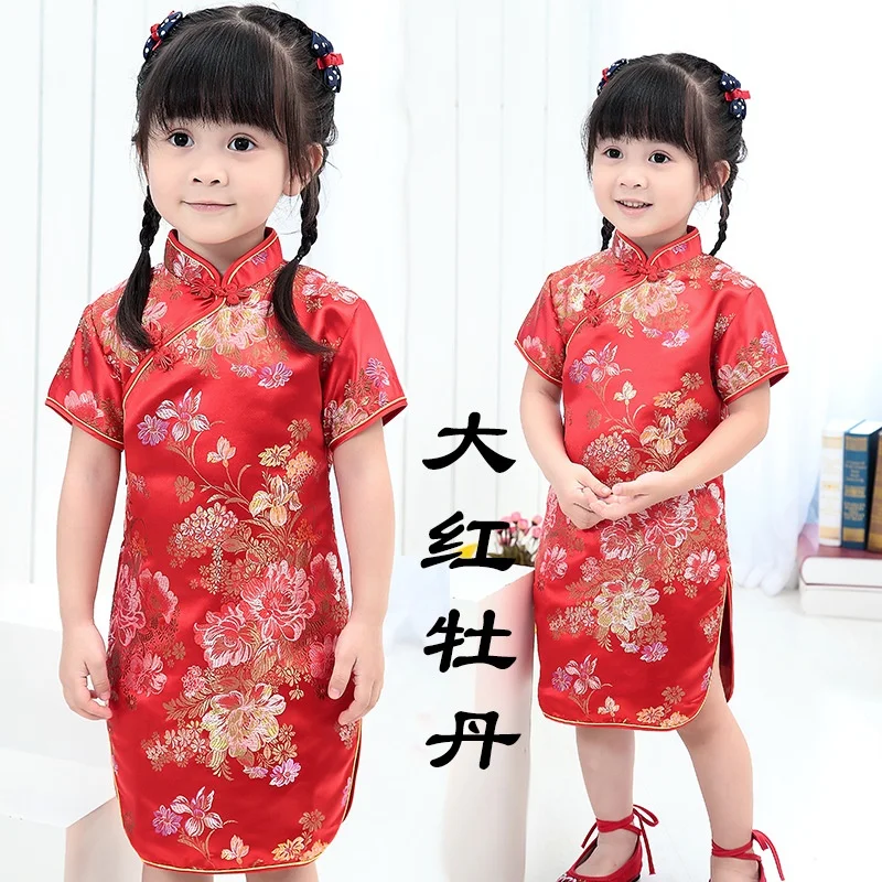 meninas tradicional vestido chinês para crianças tang terno trajes do bebê