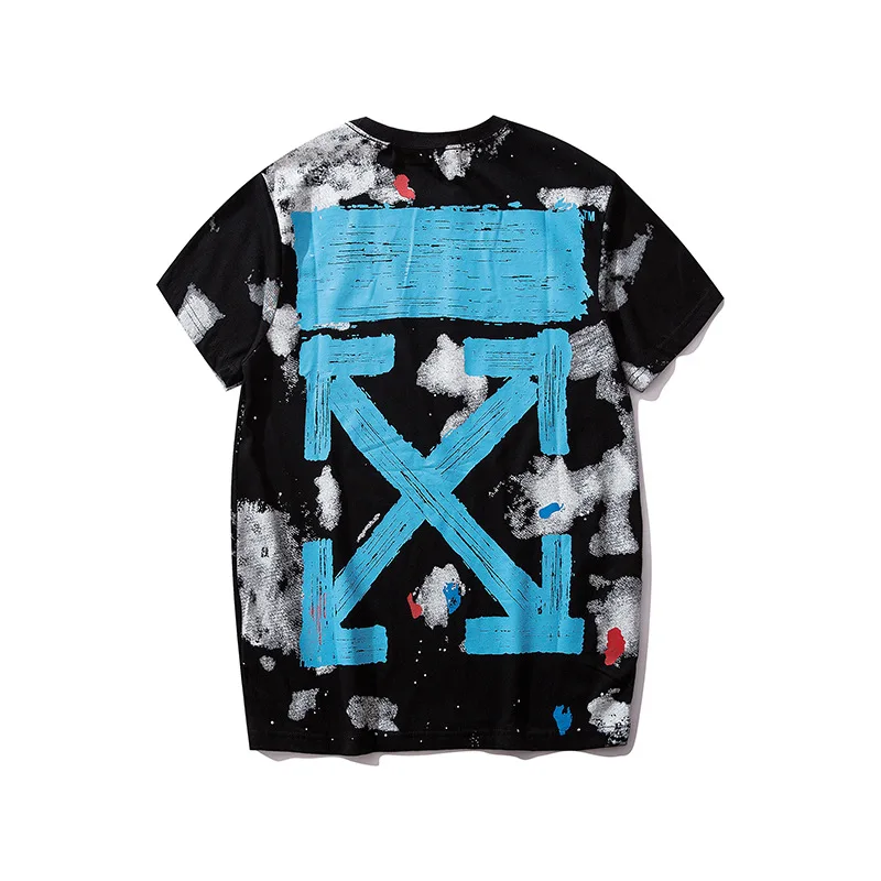 

2019 New Arrival Off White Short Casual O-neck Print Knitted T-shirts Men&Women B016