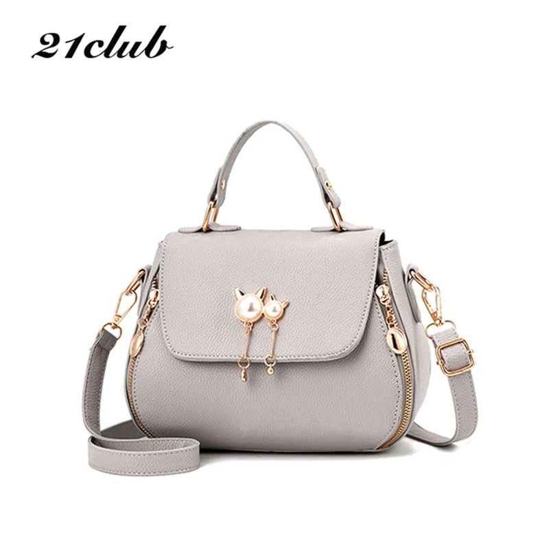 

21club brand small ladies zipper pearl cat cute shell totes party shopping travel purse coin women crossbody shoulder handbags