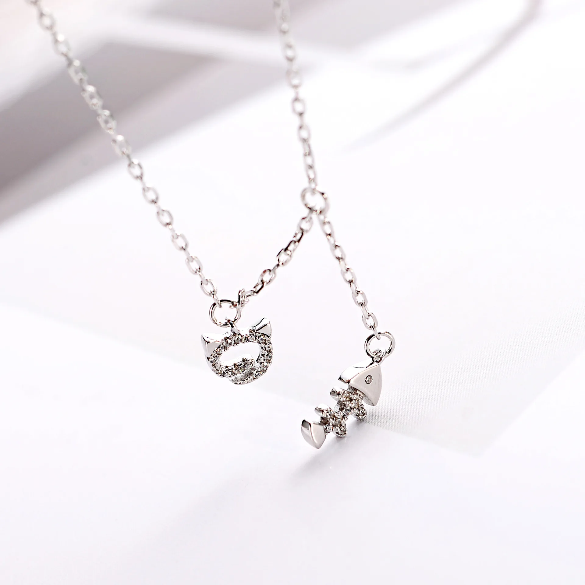 cat and fish zircon bracelet 100% 925 Sterling Silver Jewelry fashion hypoallergenic bracelets for girl gift