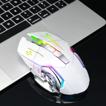 

2.4GHz Wireless Silent Rechargeable Mouse7 Colors LED Backlit USB Mice 1600DPI Optical Adjustable Ergonomic Gaming Mouse